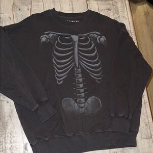 American Eagle Outfitters Black Skeleton Sweatshirt